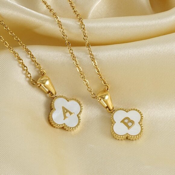 Personalized 14K Gold Plated Clover Initial Necklace - Dainty Women’s Jewelry - Picture 6 of 9